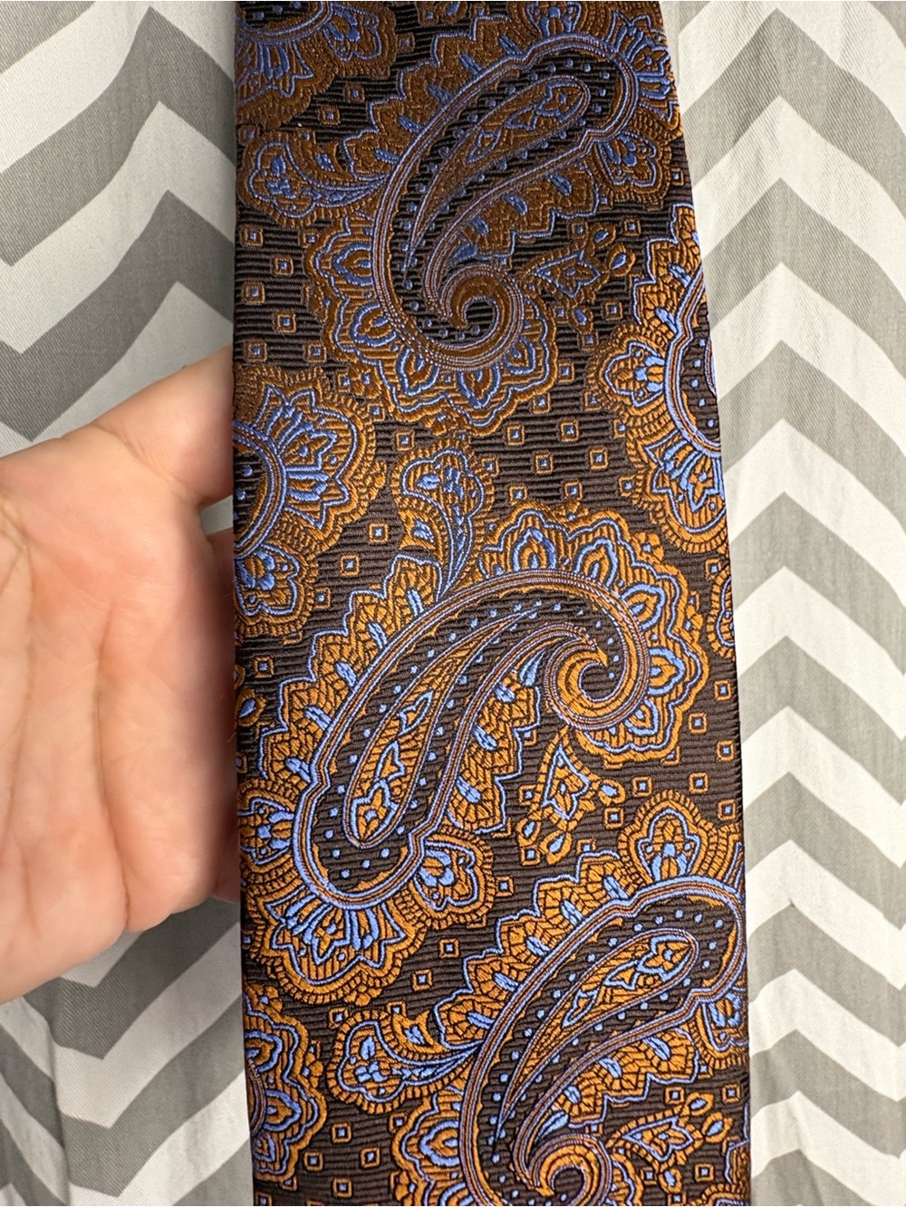 Paul Fredrick Brown and Purple Paisley Silk Tie - Picture 2 of 4
